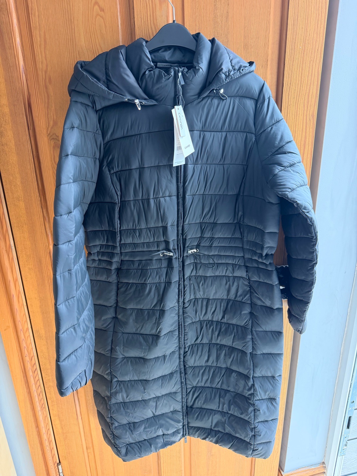 Brand new with tags George long black quilted Puffa coat size 12-14