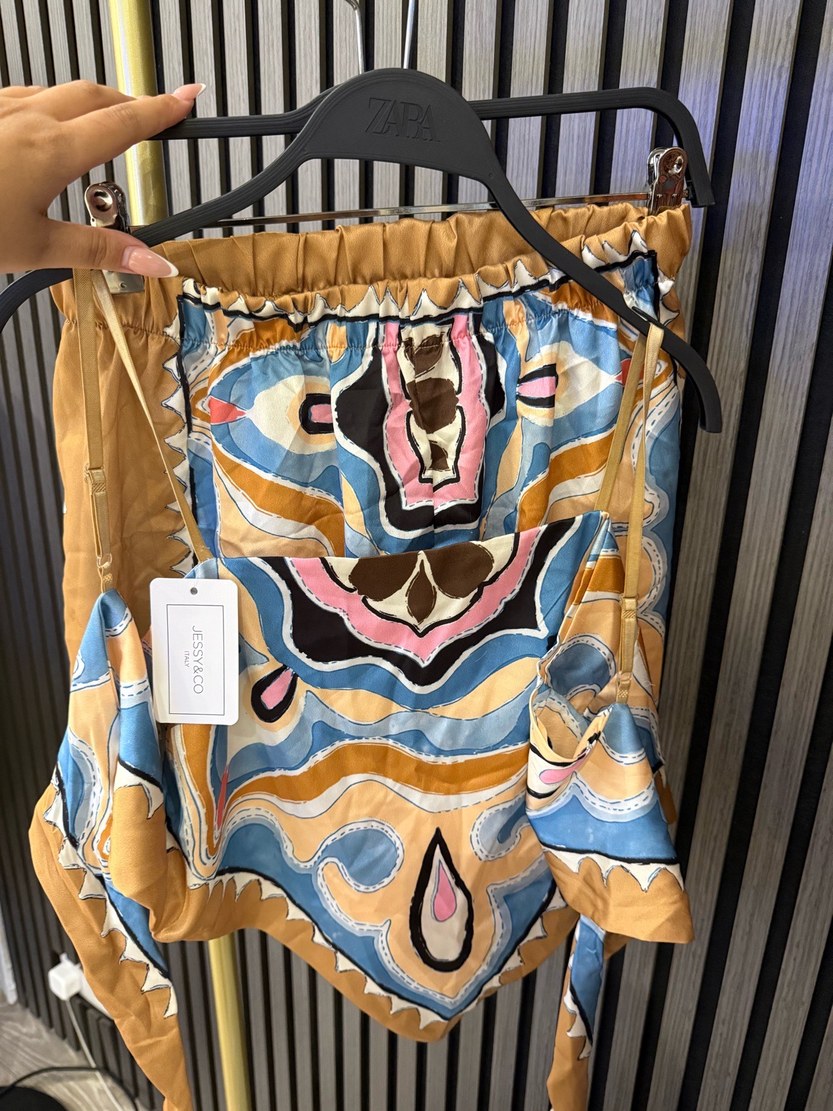 Satin print co ord set - gold