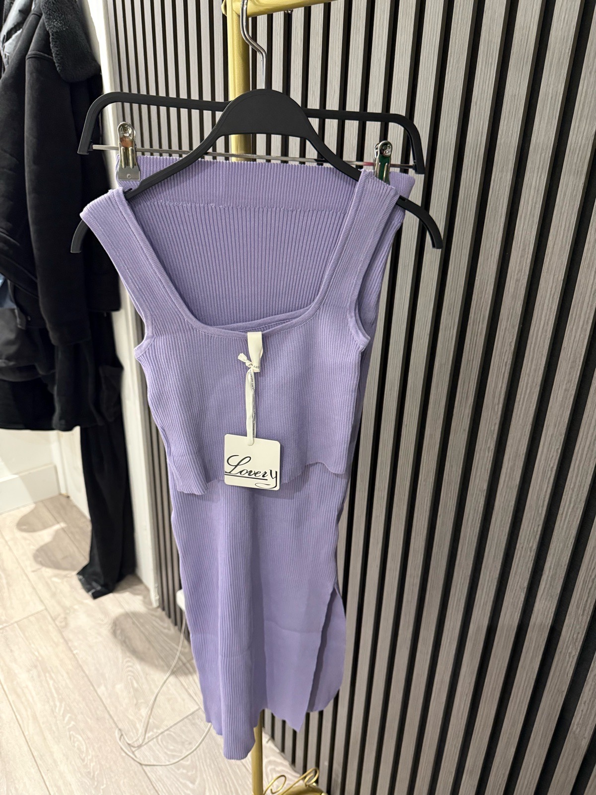 Two piece ribbed set - purple