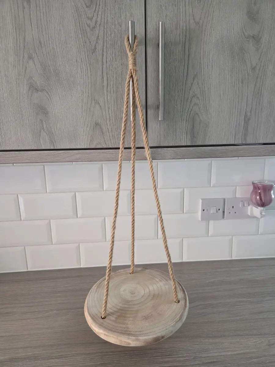 Rustic Wooden Hanging Plant Shelf