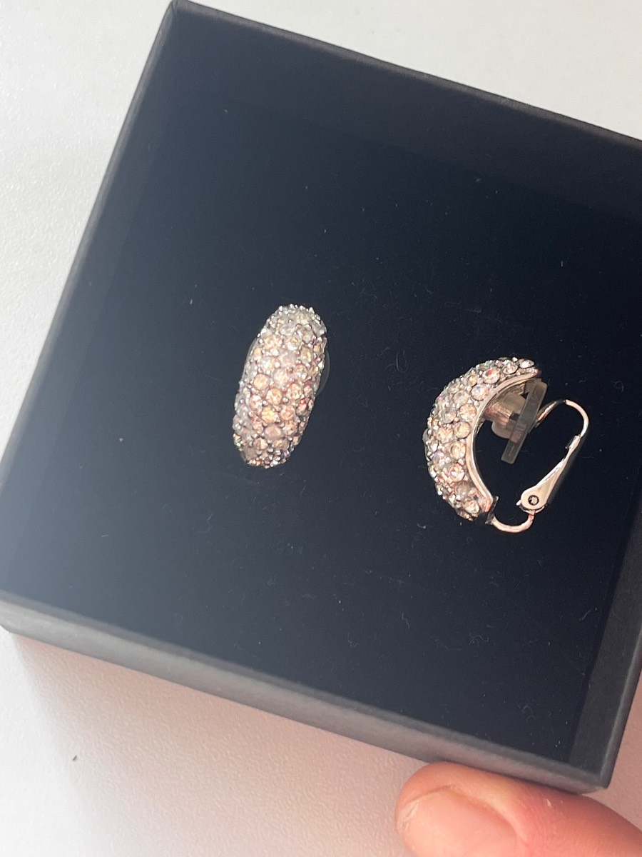 Christian Dior silver crystal clip on earrings