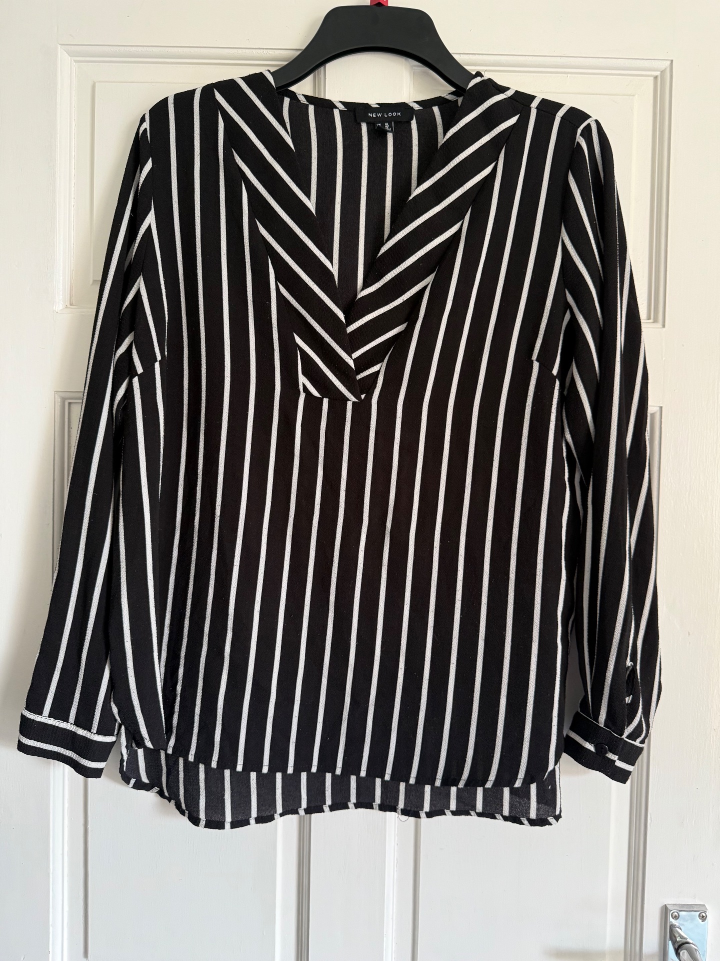 New Look Black & White Stripe Blouse Size 14