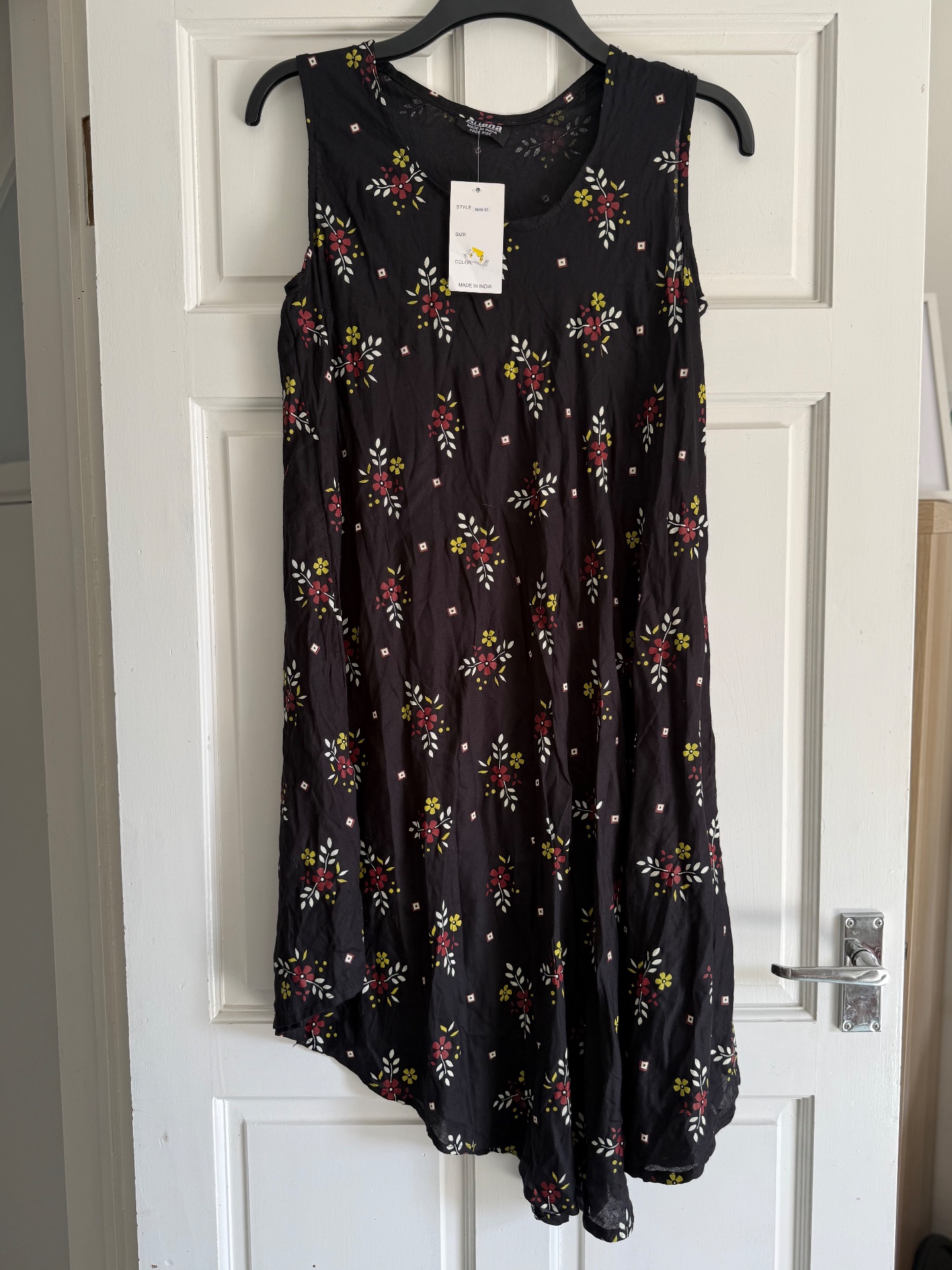 Ariana Black Floral Sleeveless Dress One Size