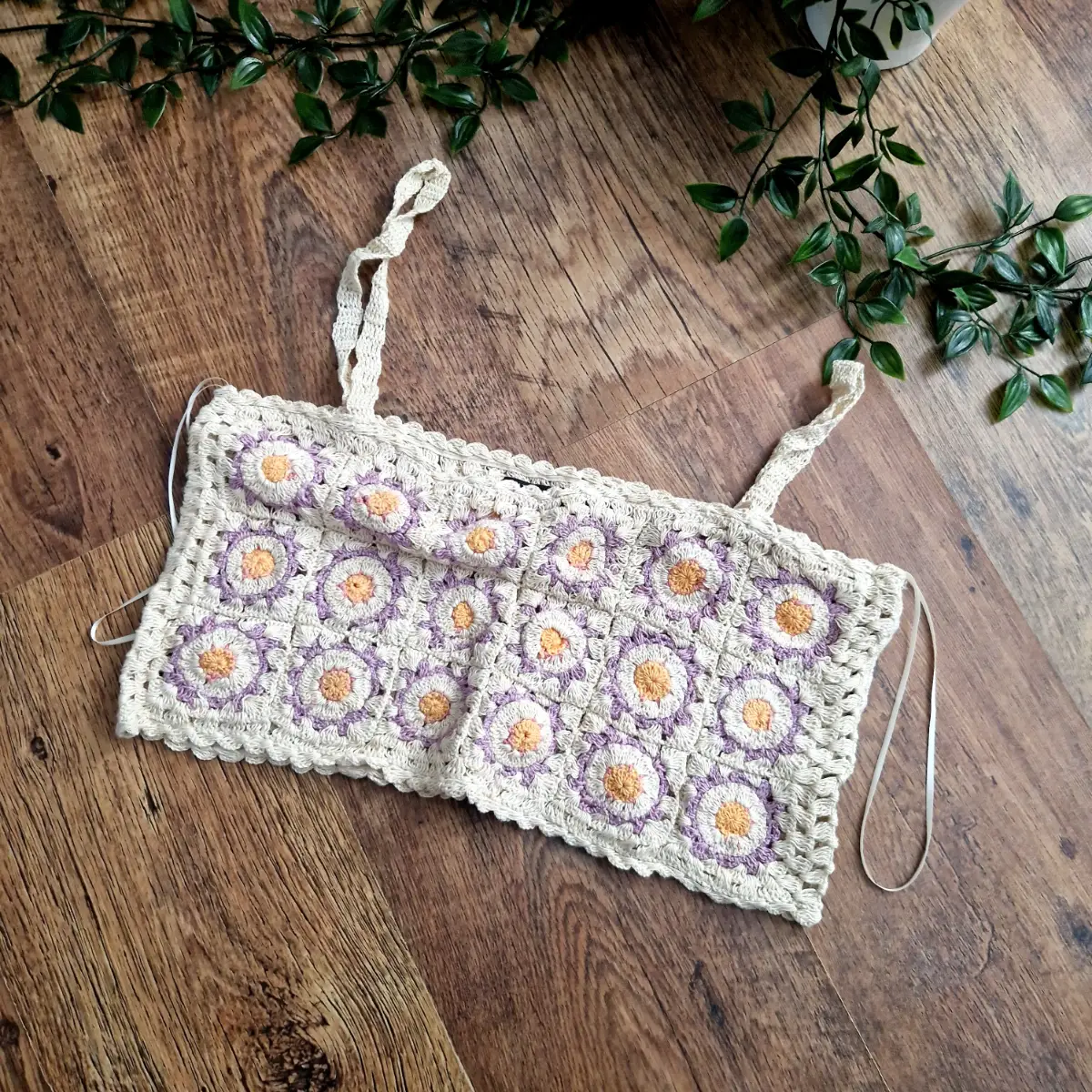 zara cream crochet crop top size uk 12