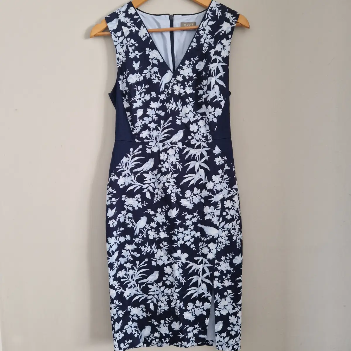 oasis navy blue floral summer dress size uk 10