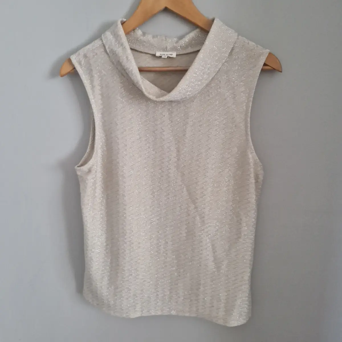 River island beige sparkly top size uk 14