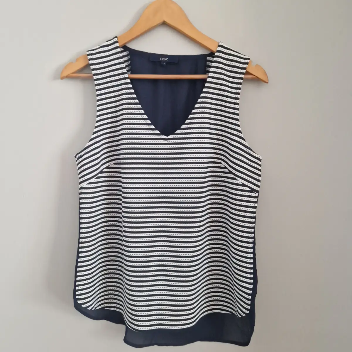 next navy white striped top size uk 12