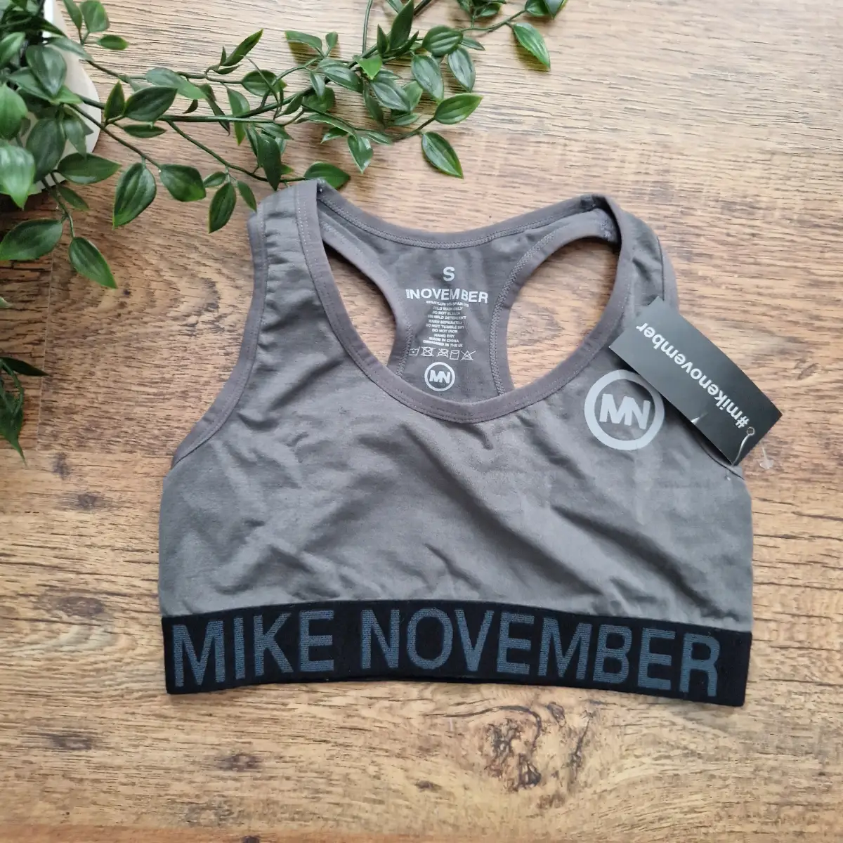 Mike November grey gym sports bra size S BNWT