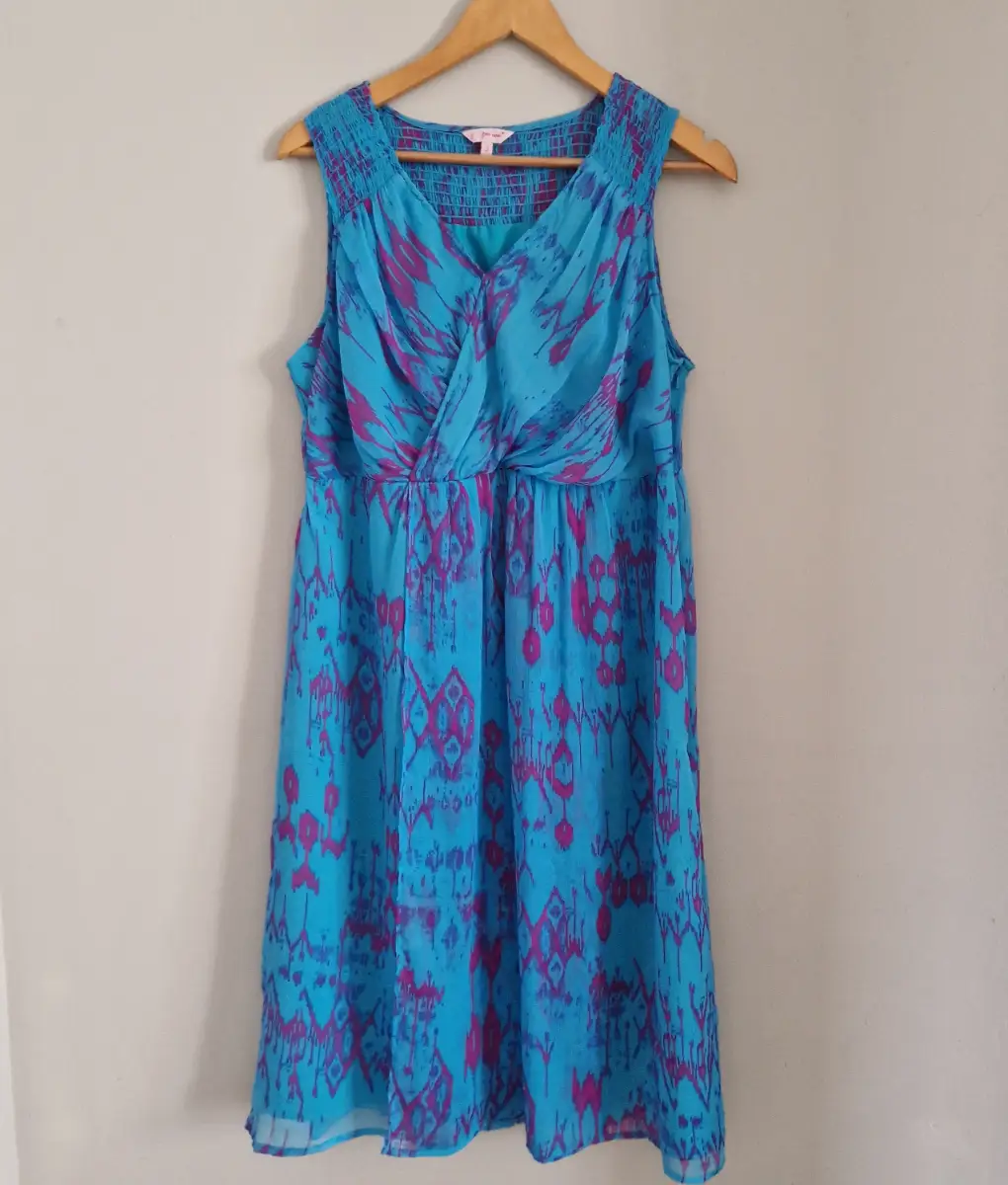Per una turquoise blue purple summer holiday occasion dress size uk 16