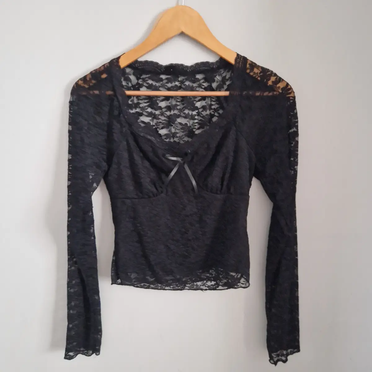 Shein black lace long sleeve top size S