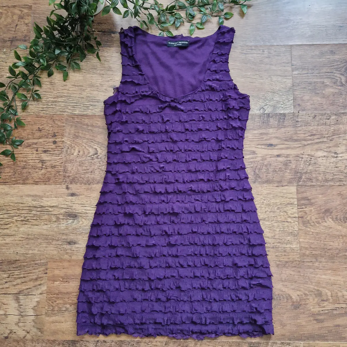 dorothy perkins y2k style purple ruffle mini dress size uk 12