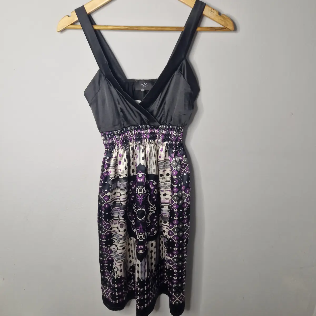 Ax paris black purple y2k dress size uk 8