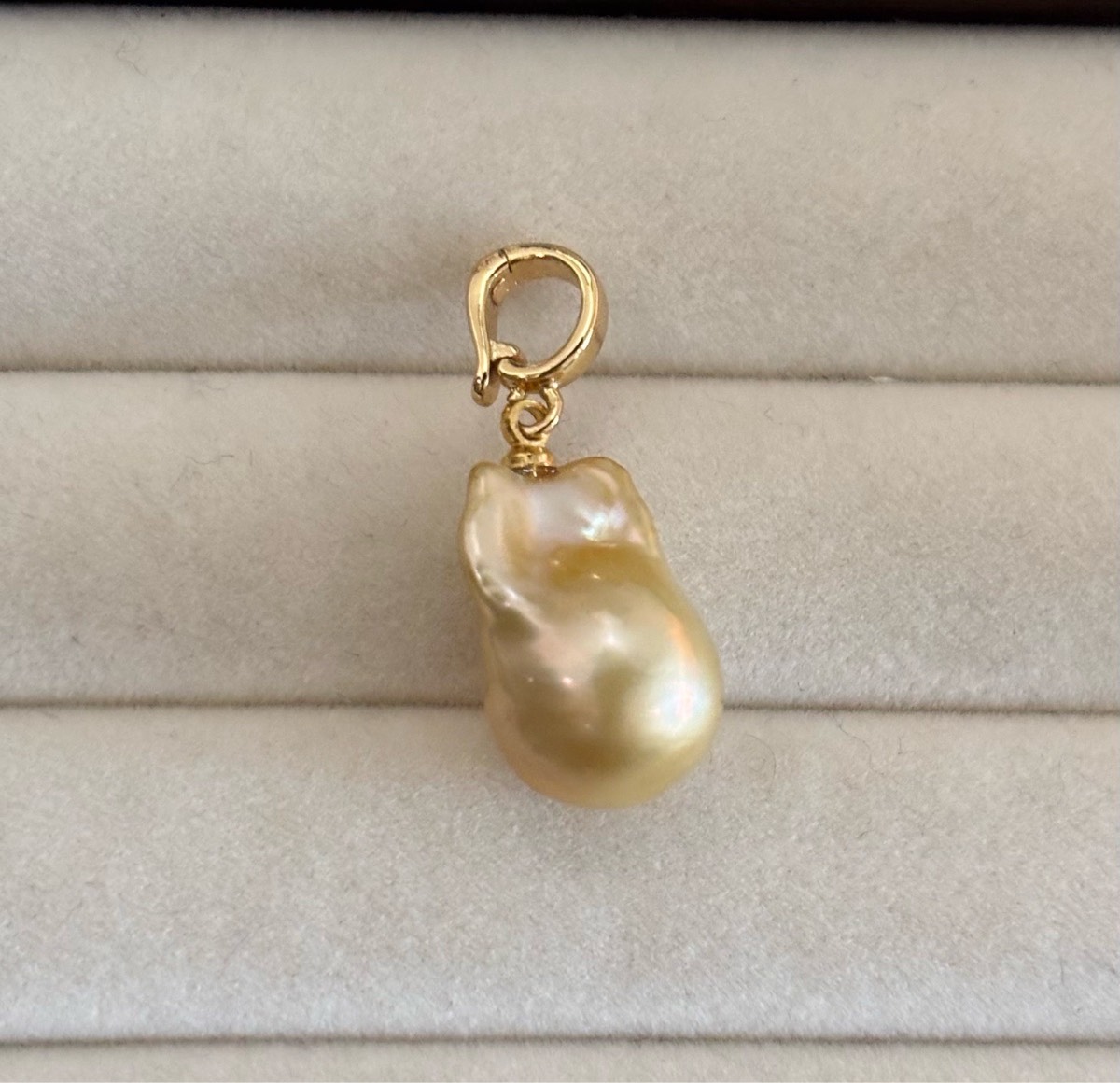 Warm golden baroque pearl pendant