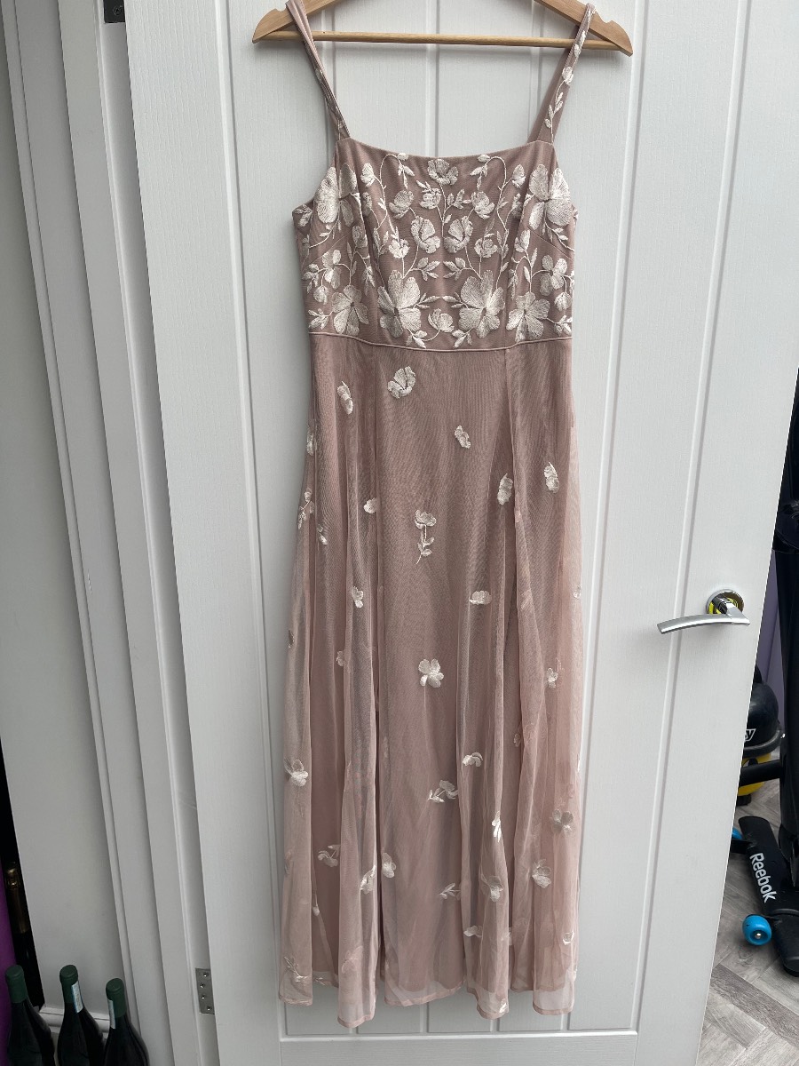 Monsoon Gia square neck embroidered dress