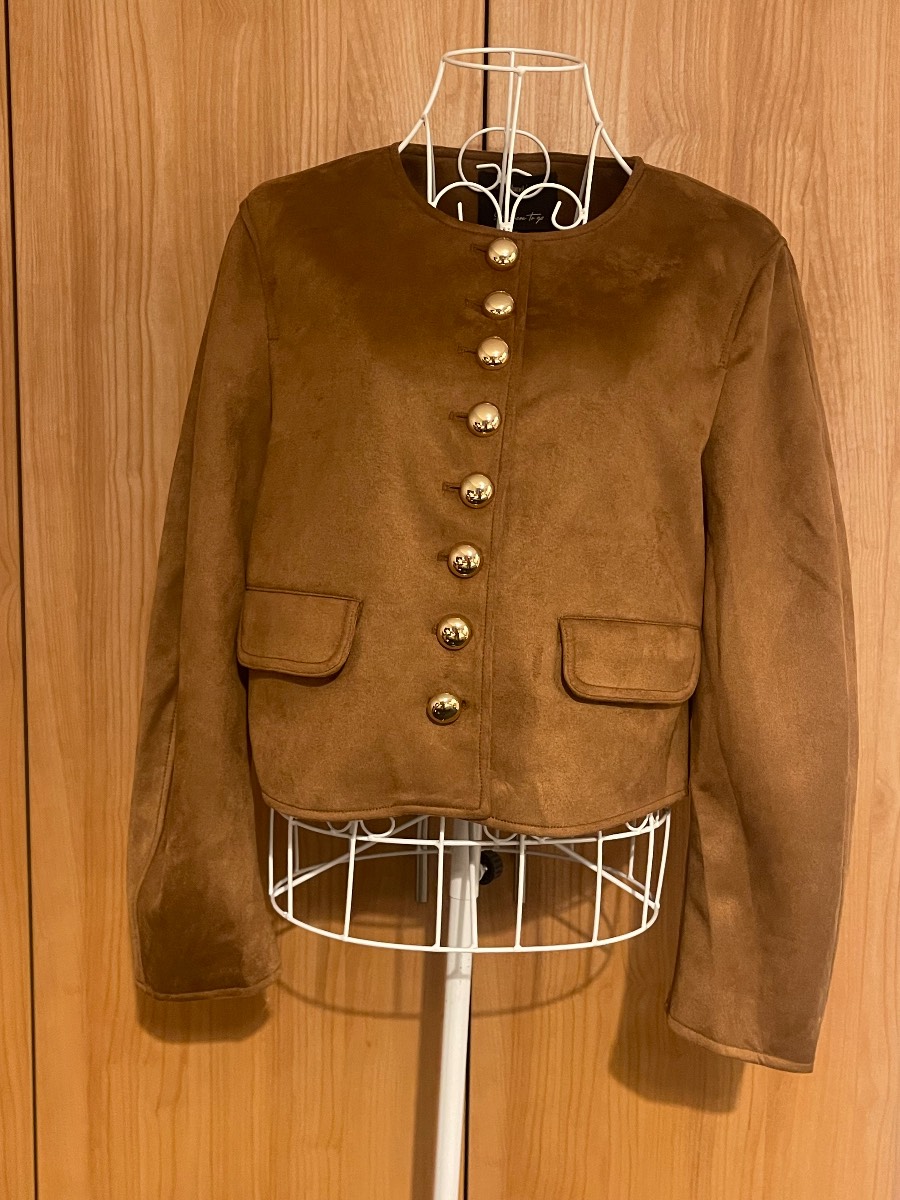 River Island Women's Faux Suede Button Up Trophy Jacket-UK 12