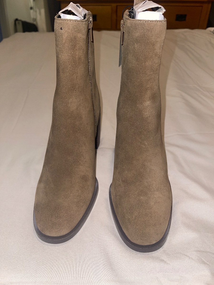M&S Suede Gold Detail Block Heel Ankle Boots