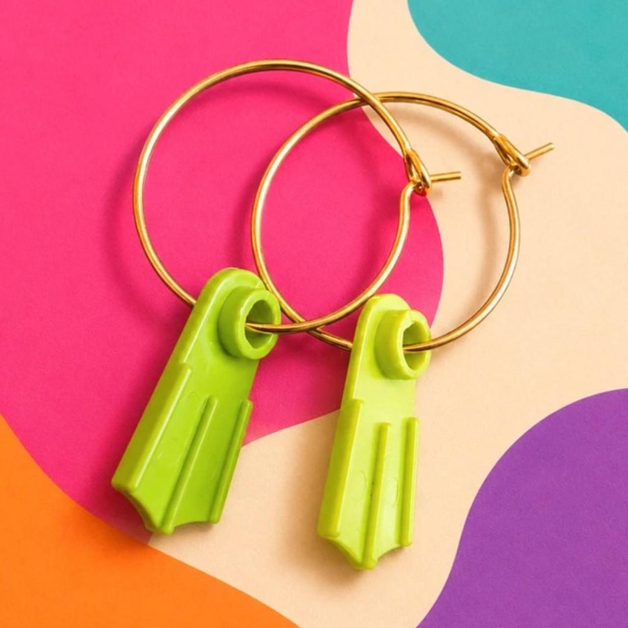 LEGO Flipper Earrings Lime Green