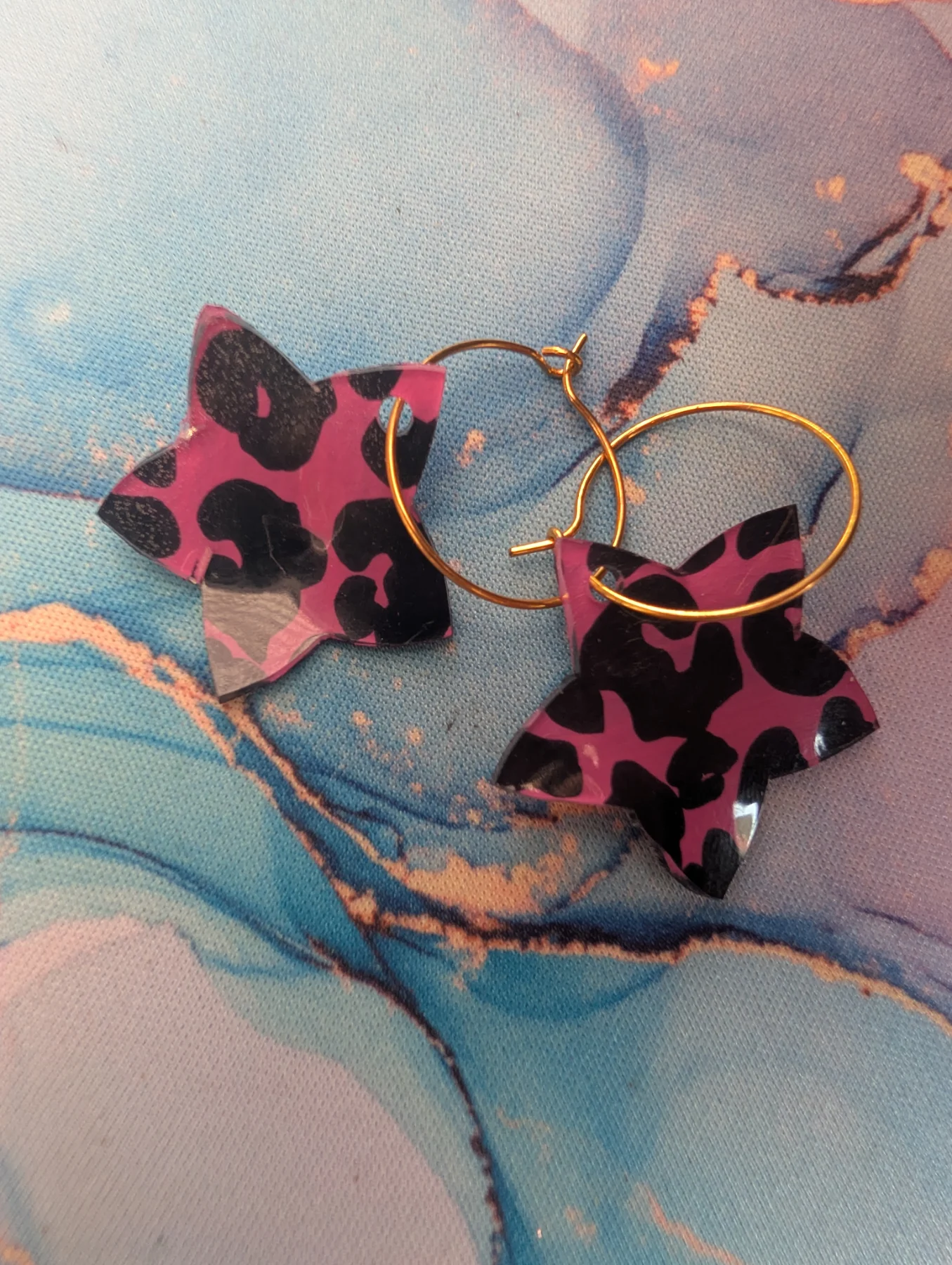 Handmade Statement Earrings Pink Star