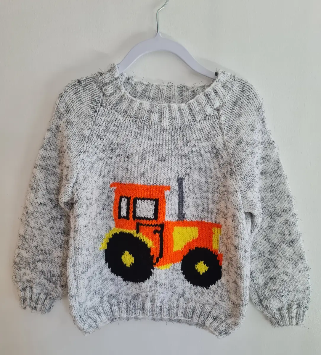 Hand knitted tractor jumper Age 3 years