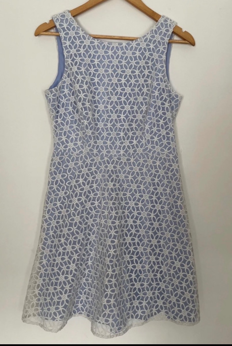 F&F Pastel Blue Daisy Crochet Lace A-Line Mini Dress Size 12