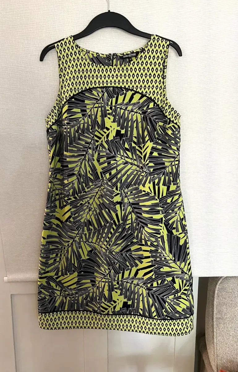 Ladies Shift Dress The Collection Debenhams Vibrant Lime & Black Print Size 12