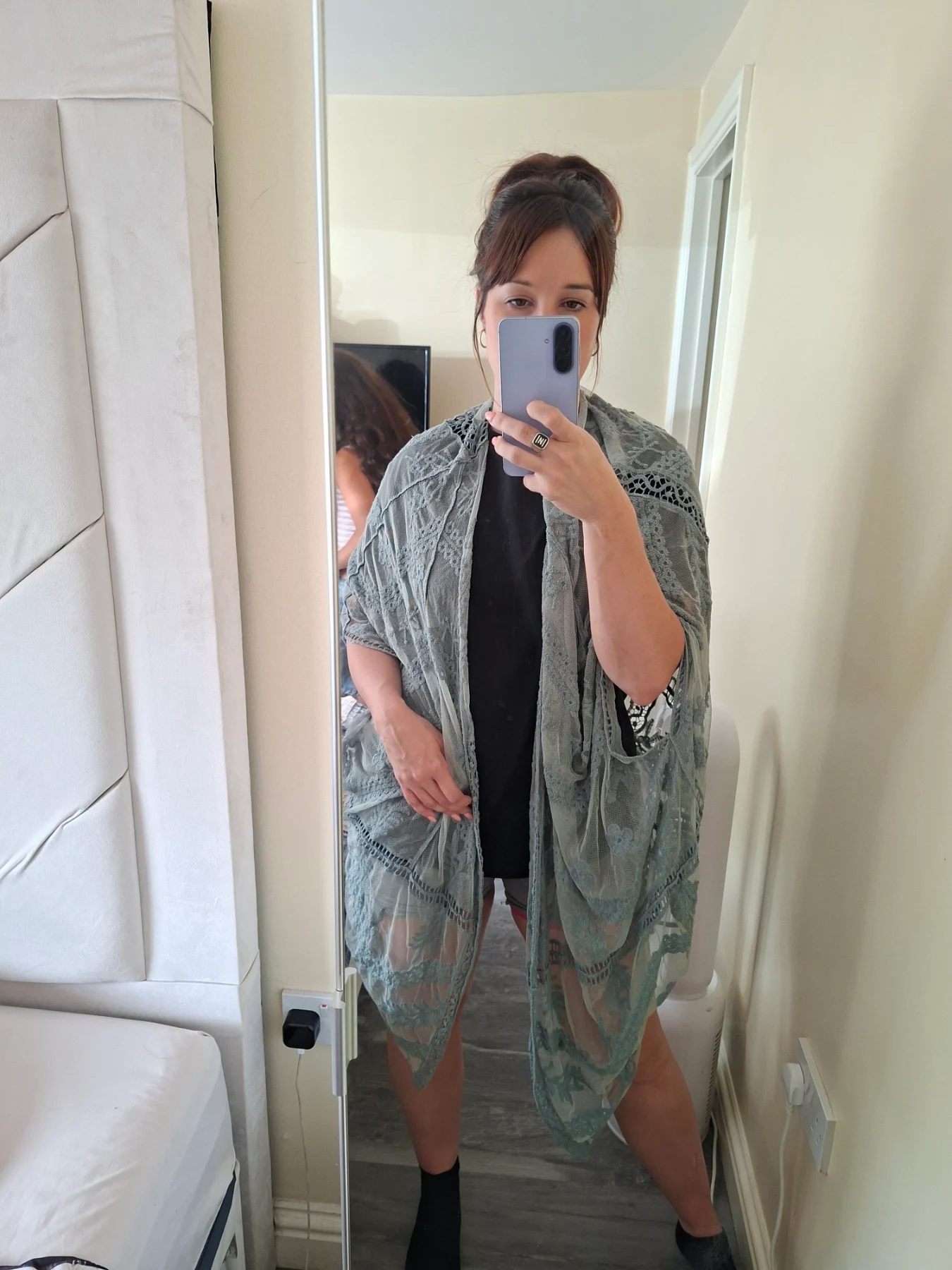 Summer Embroidered Mesh Leaf Kimono – Lightweight Elegance