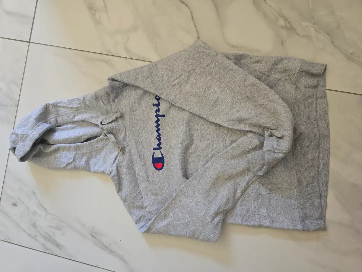 Champion Script Logo Grey Pullover Hoodie