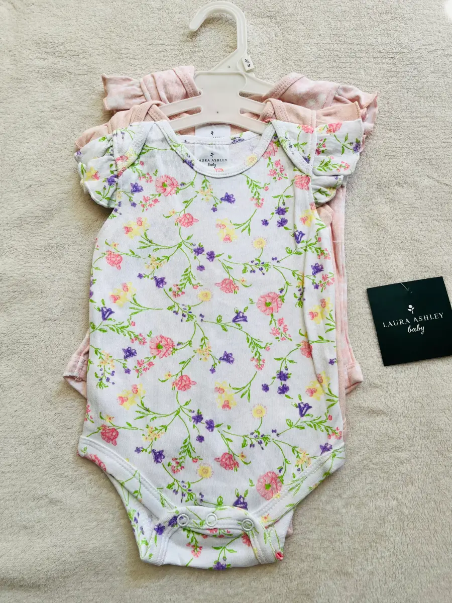 Laura Ashley baby girl summer cotton bodysuits 3-6 months BNWT