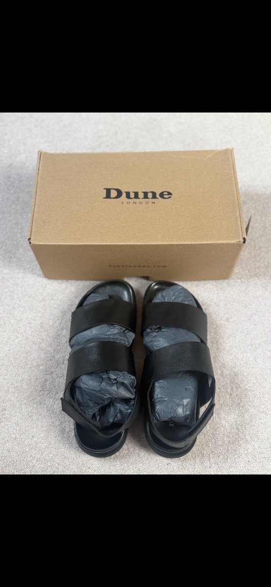 Dune London black leather strap men sandals