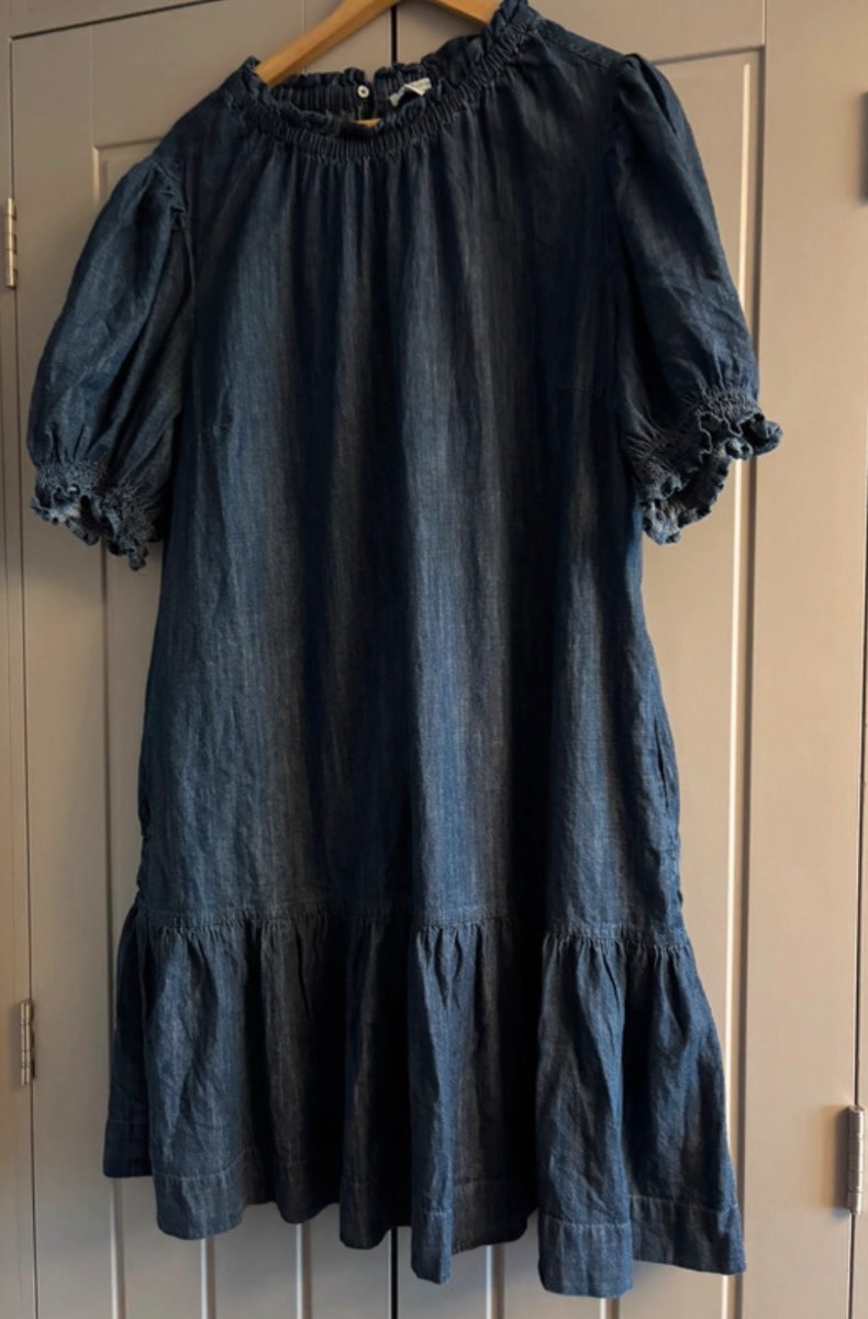 Free Assembly Denim Cotton Ruffle Dress Indigo Wash Size XXL UK Size 20+ BNWOT