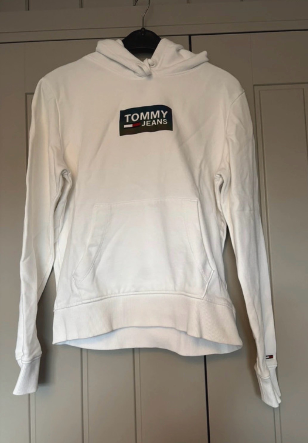 Tommy Hilfiger Hoodie Tommy Jeans White Logo Size XS To Fit UK 4/6 Teen Girl VGC