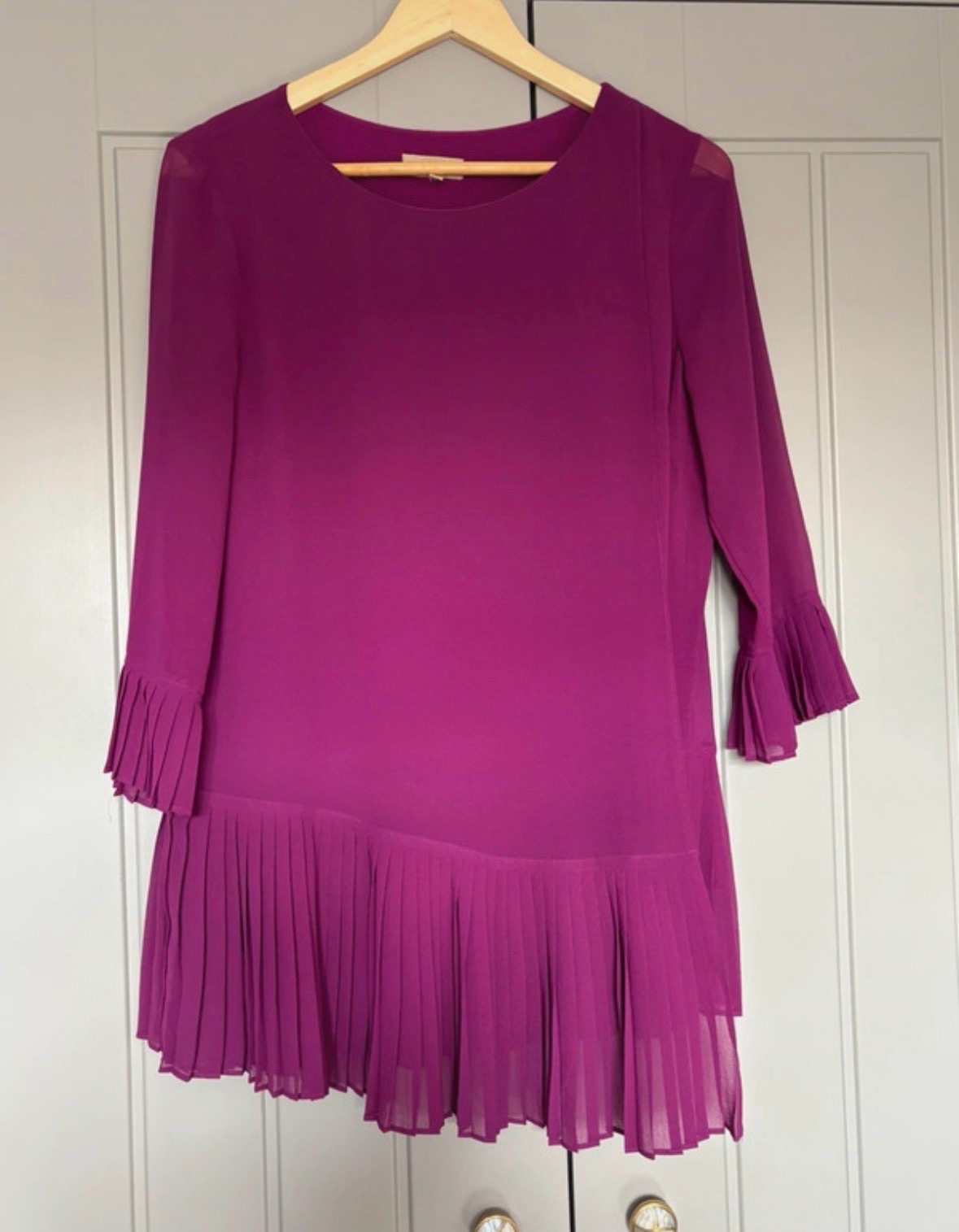 Phase Eight Tunic Dress Ellanore Cerise Pink Size 10 Asymmetric Layered Chiffon