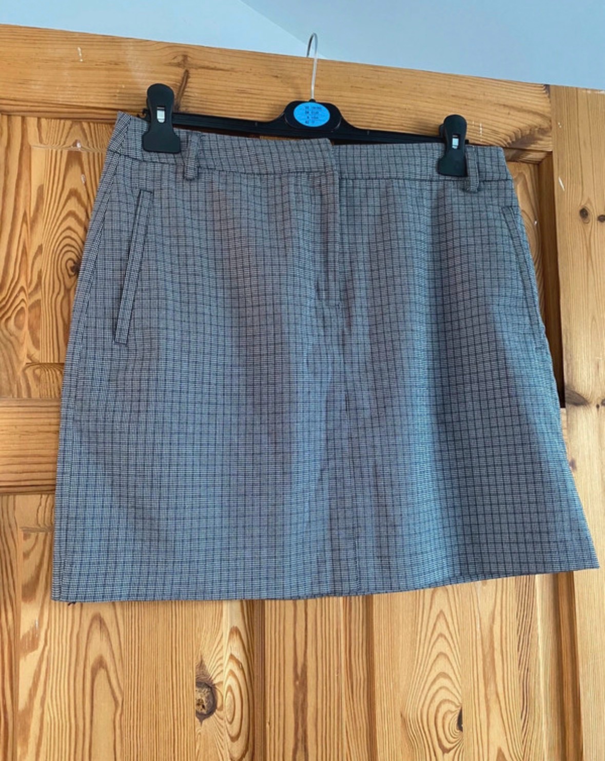Next Tailoring Skirt Short Mini Grey Size 12R A Line Checked Pattern Office Core