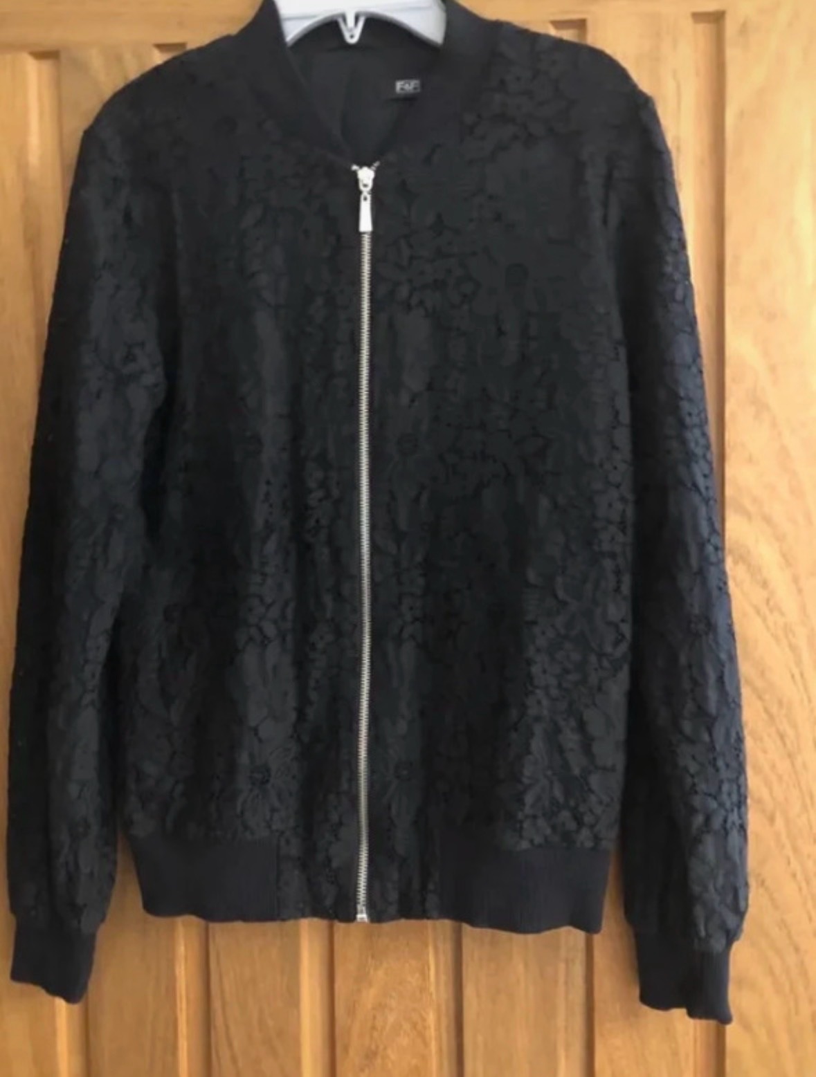 F&F Jacket Ladies / Teen Girls Lace Overlay Black Bomber Style Size 6 Party VGC