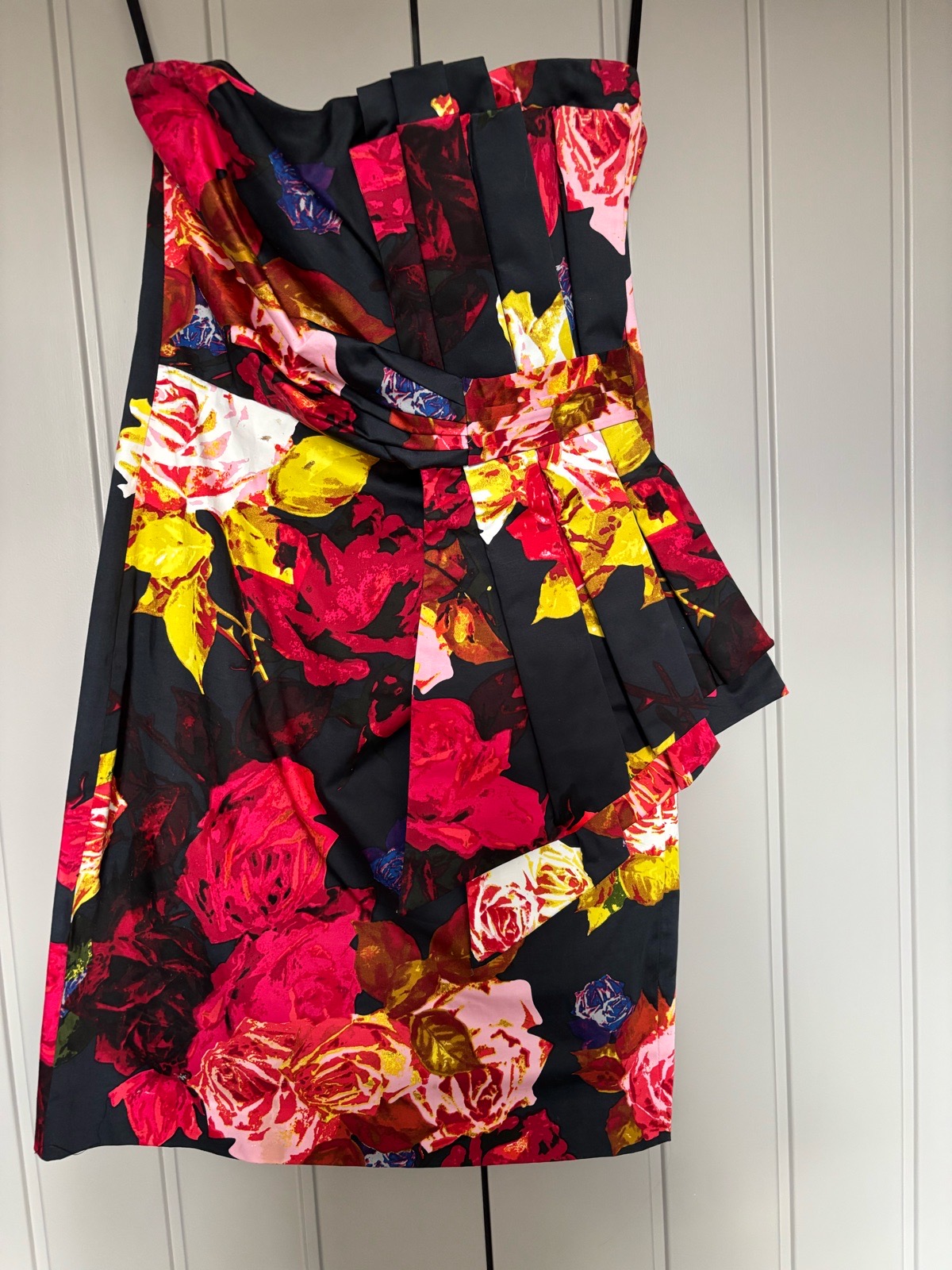 Ted Baker Strapless Dress Size UK 10 Structured Floral Autumn Occasion Wedding