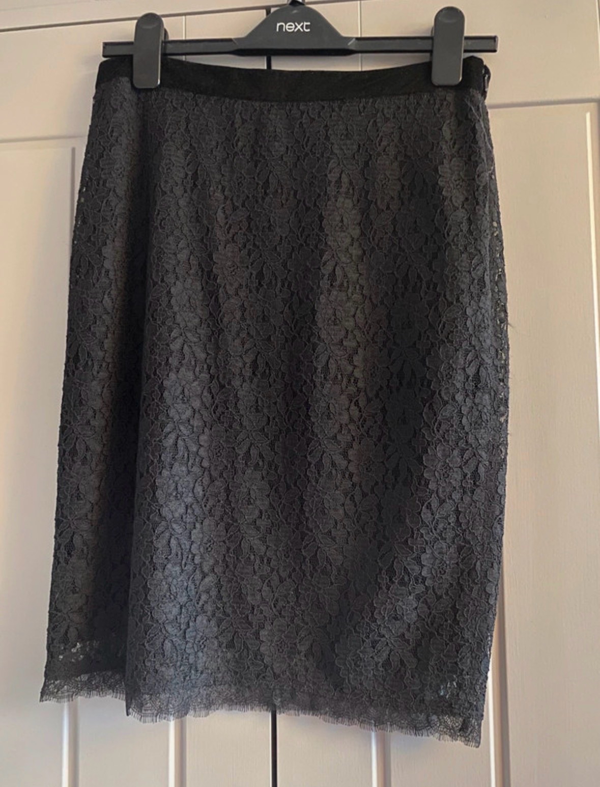 Jigsaw Skirt Black Lace Pencil Skirt Midi Size S To Fit Size UK 8 Lined VGC