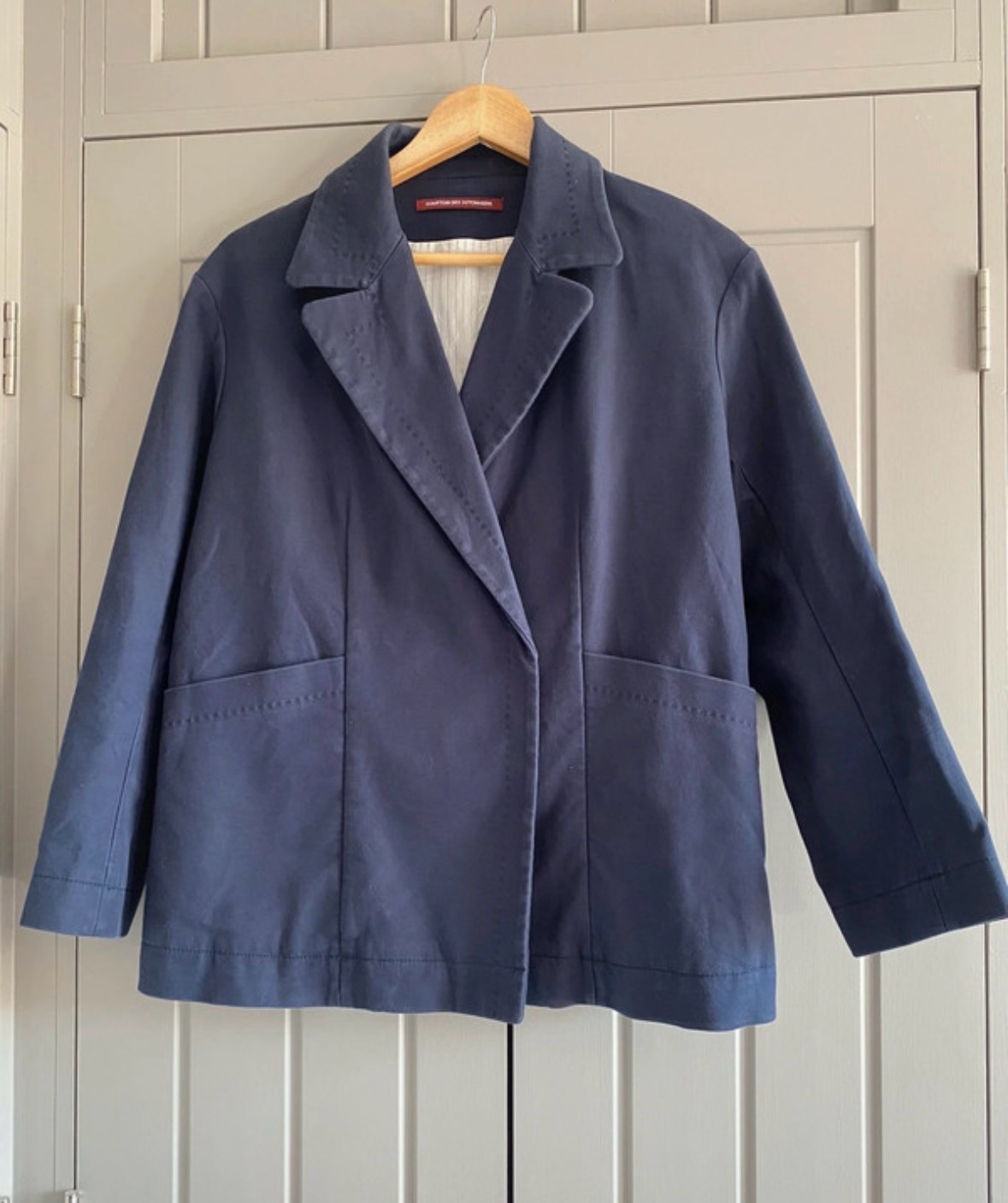 Comptoir Des Cotonniers Jacket Blazer Navy Blue Cotton Size UK 8 FR Size 36