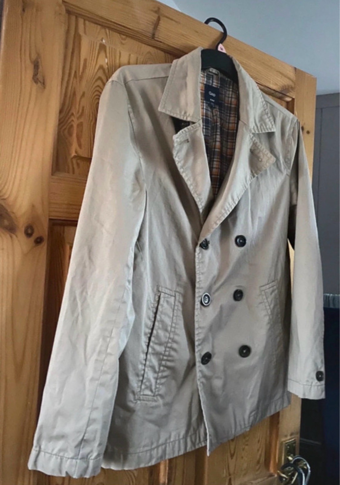 GAP Jacket Mac Vintage Size M To Fit Up To 12 Raincoat Trenchcoat Beige Check Lining