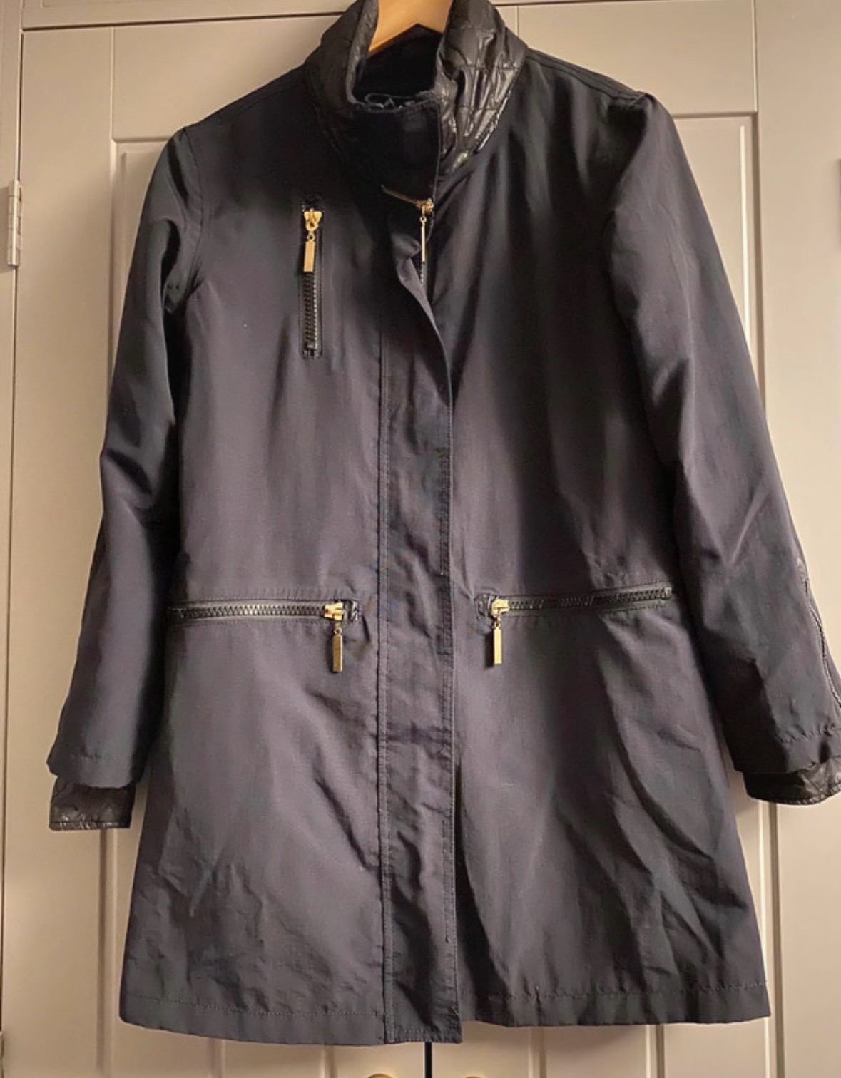 SOS Jensen Raincoat Black Size S UK 8/10 Mac Hood In Collar See Description