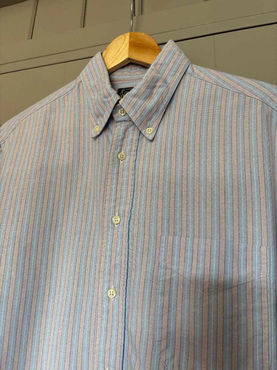 Gitman Bros Vintage Mens Shirt Stripy Long Sleeved Size L Button Down Oxford VGC