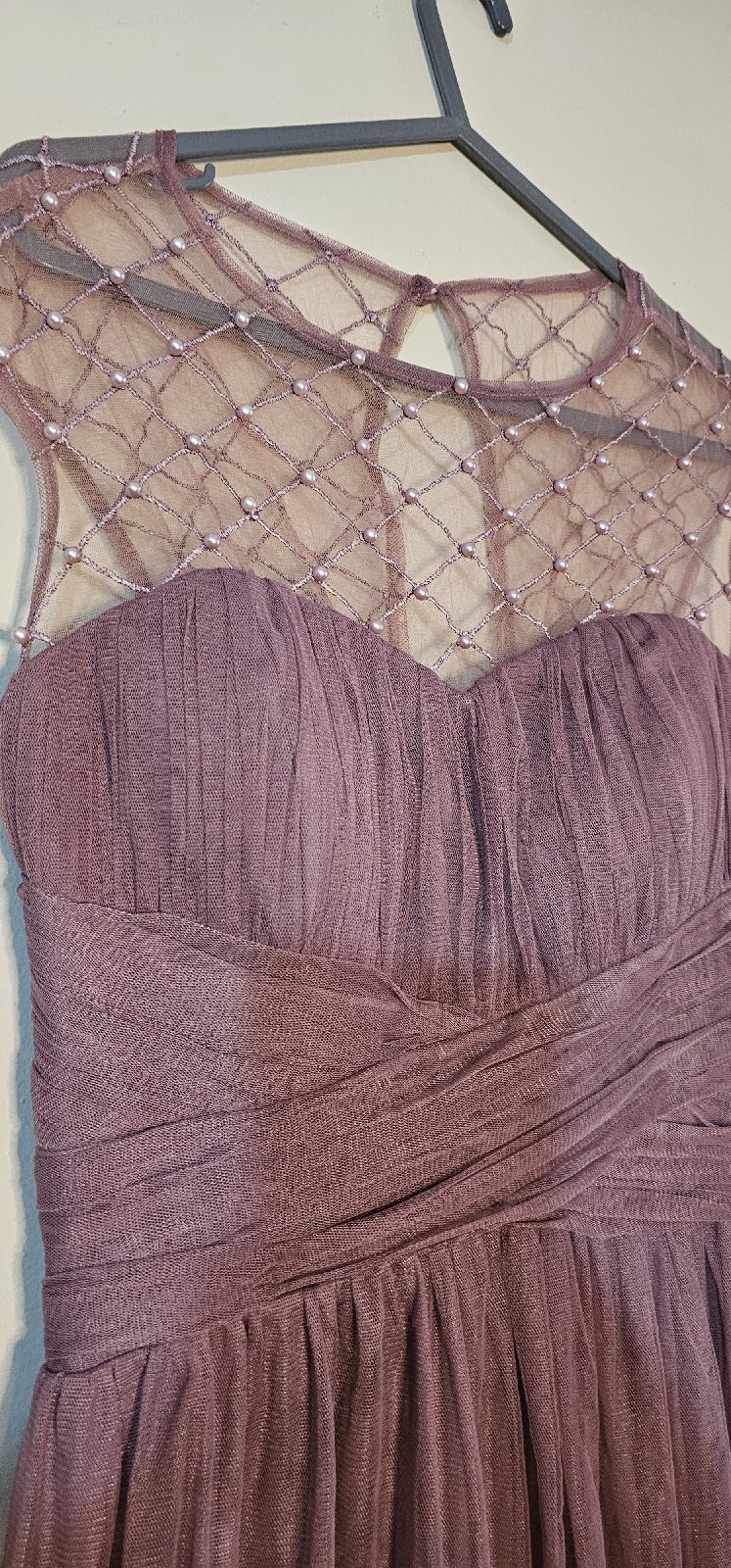 Mauve tulle maxi dress Little Mistress size 14