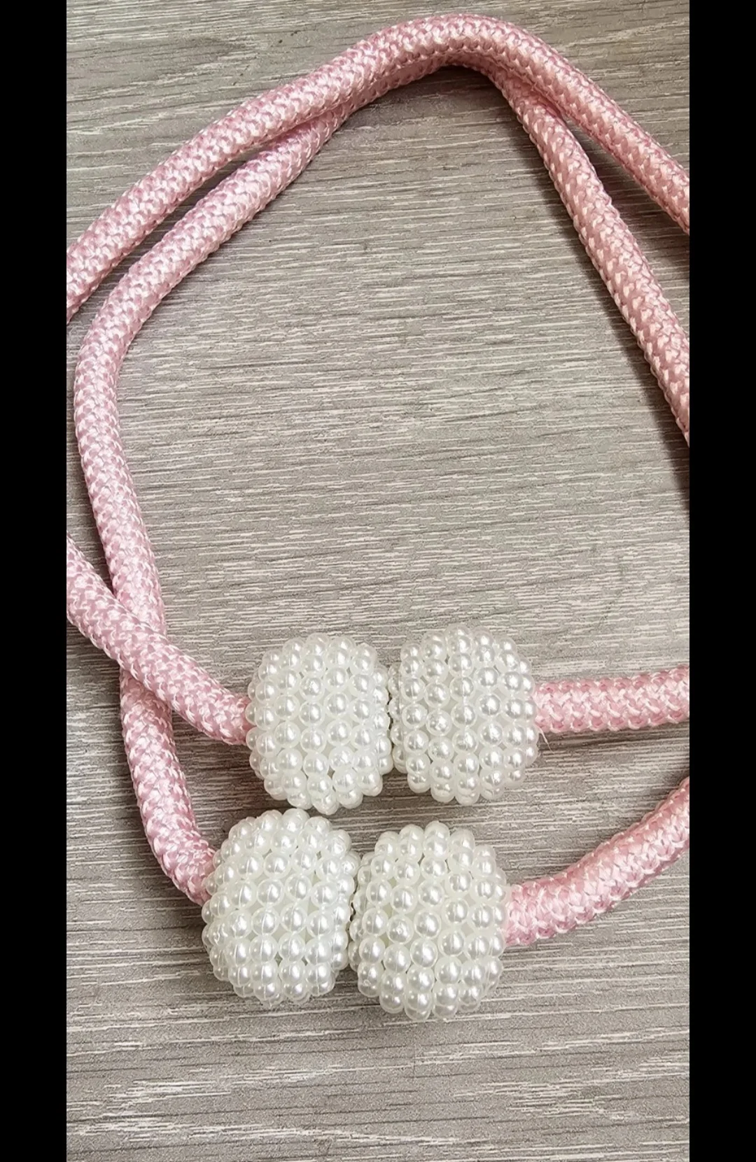 Pink Magnetic Curtain Holders With Pearl Fastening 4 Pack
