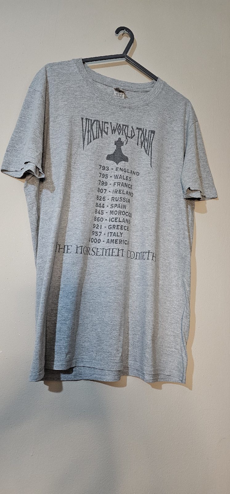 Viking World Tour T-shirt mens L grey Gildan Softstyle