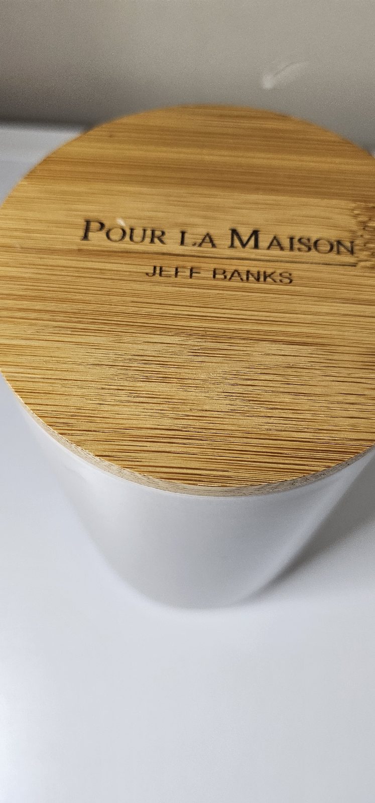 Jeff Banks dusty rose ceramic storage canister bamboo lid