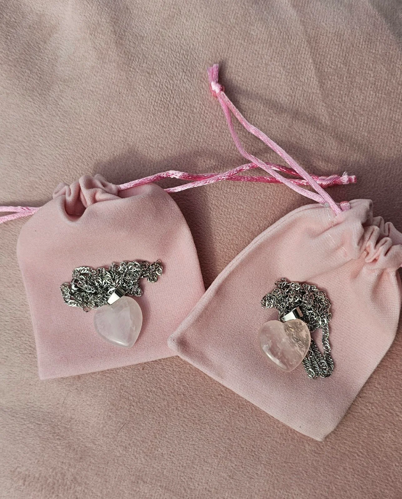 2 pack rose quartz heart pendant necklace 316 stainless steel