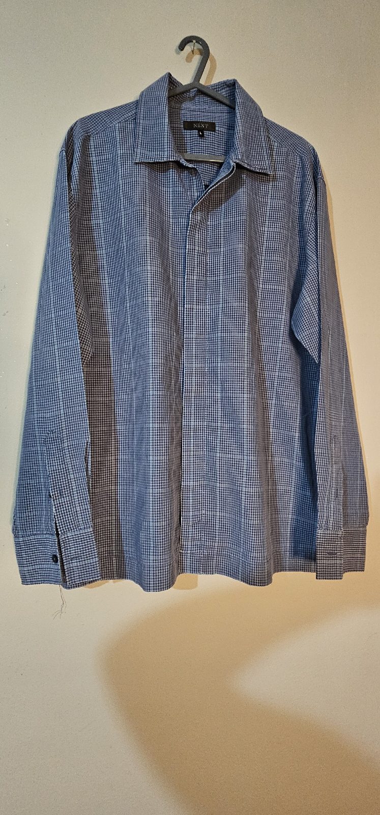 Mens blue checked long sleeve shirt size Large