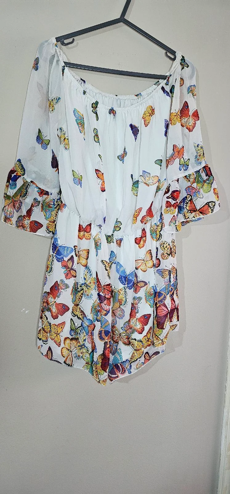 Butterfly print bardot playsuit size 14
