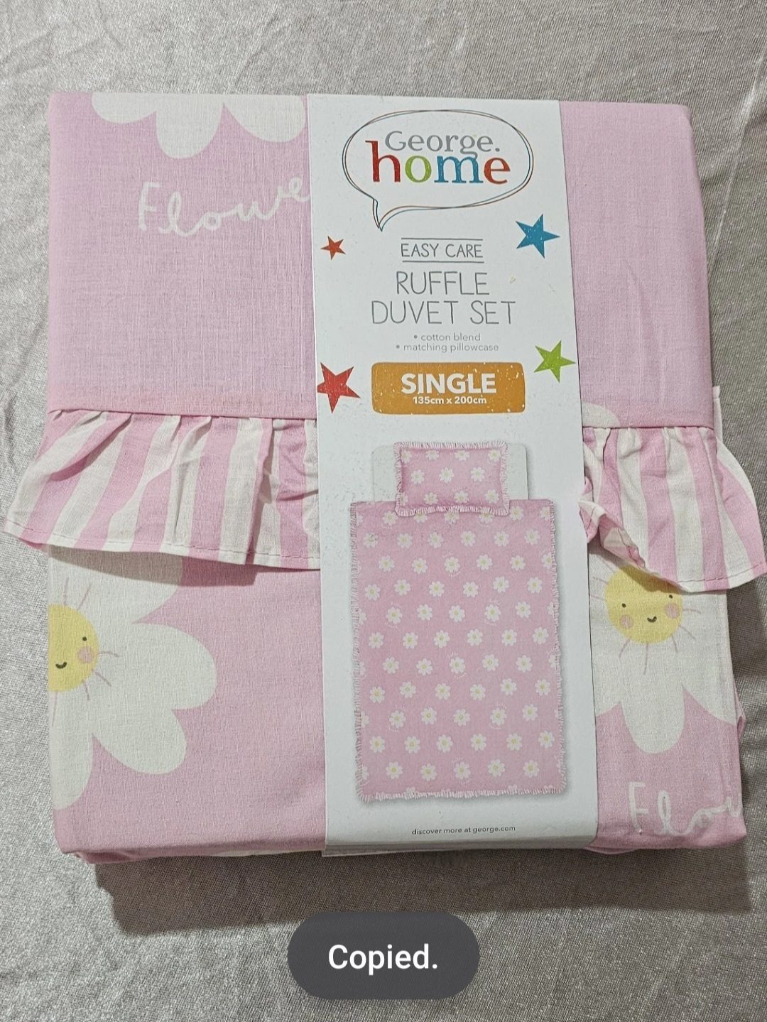 George home pink daisy ruffle single duvet set easy care
