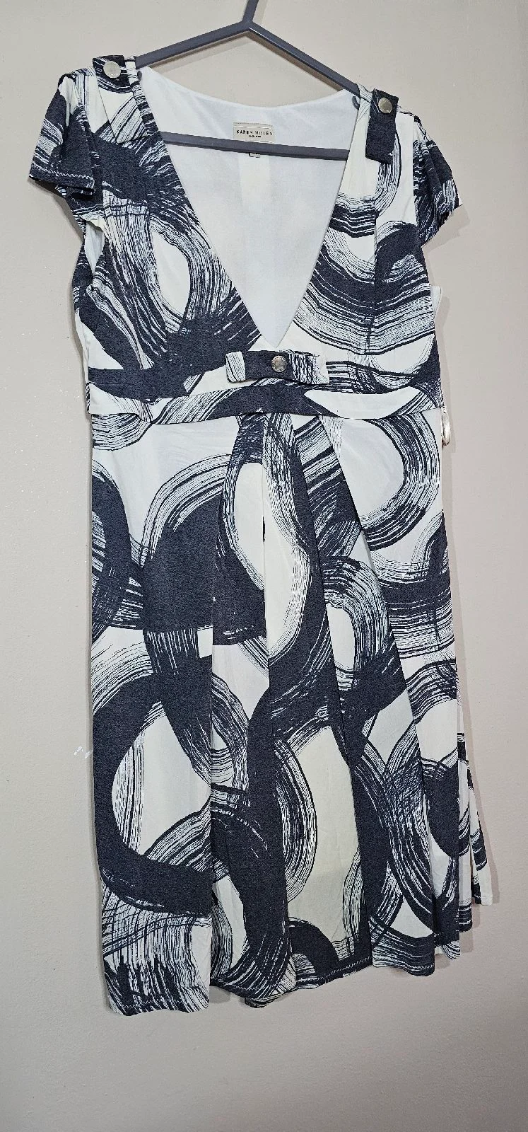 Vintage Karen Millen monochrome abstract print dress size 14