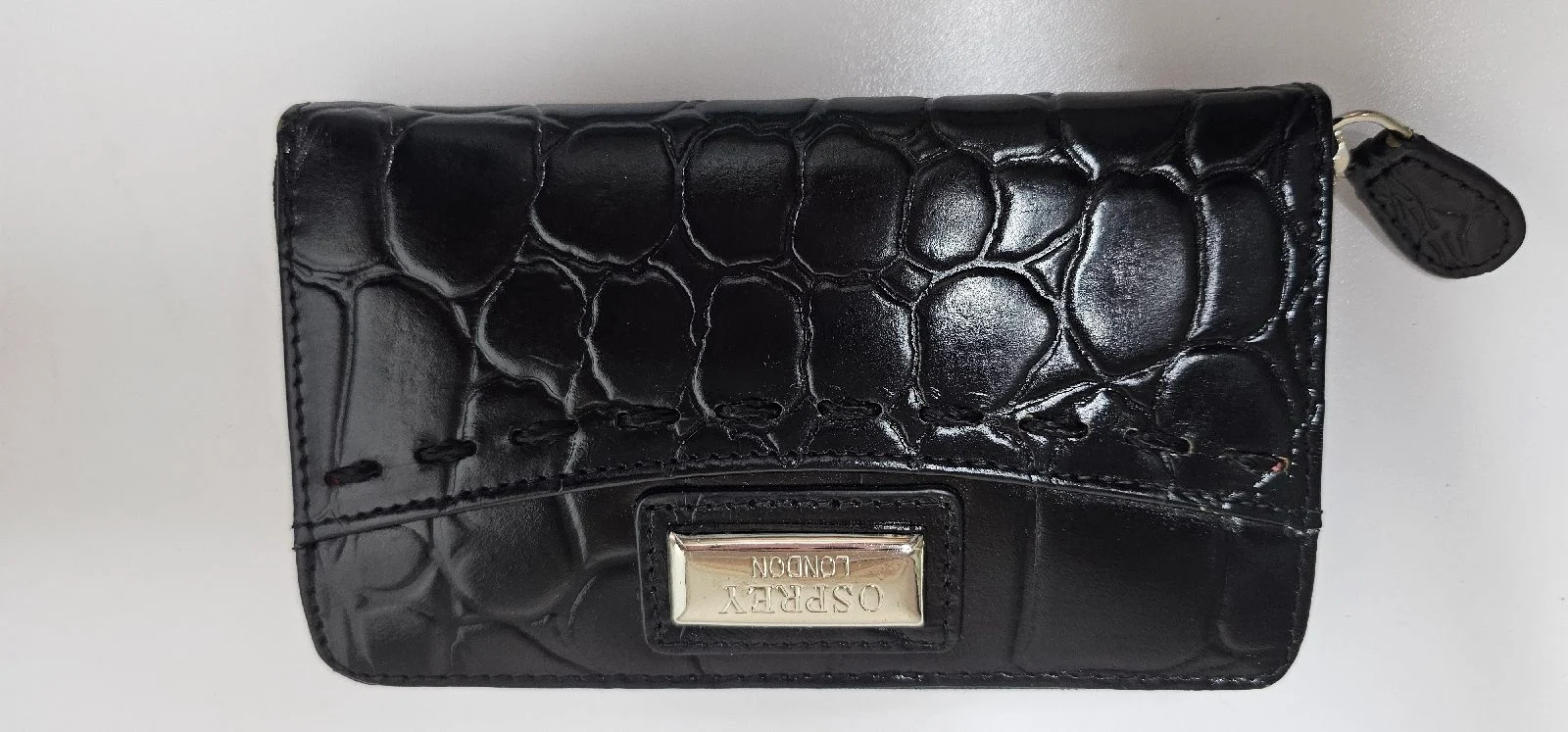Black croc embossed leather wallet Osprey London